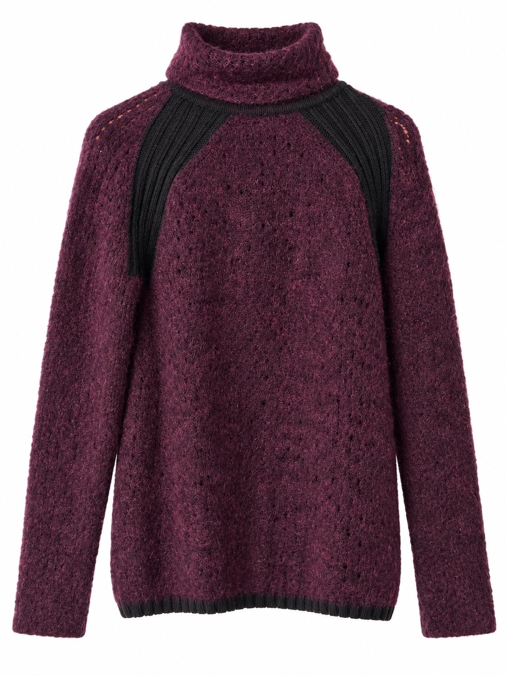 See By Chloe Plum and Black Cowl Turtleneck Sweater
